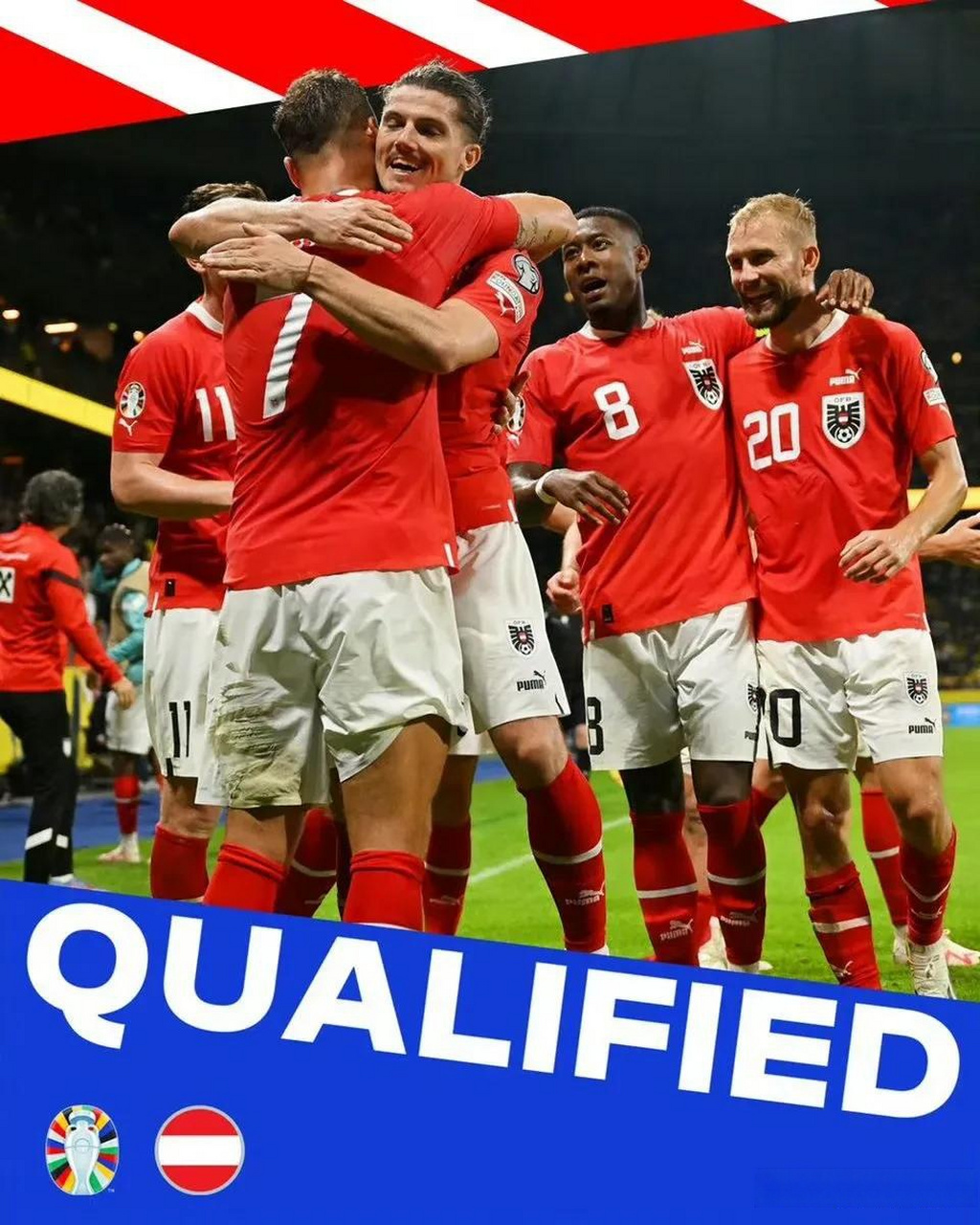 奥地利队在欧洲杯八强战中获胜